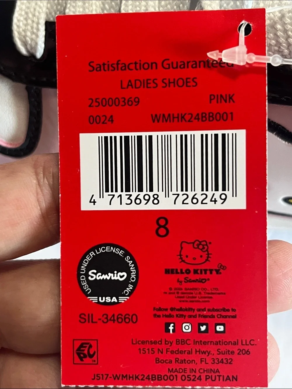 NWT Hello Kitty by Sanrio Casual Court sneakers - Pink, White & Black Low-Tops - Picture 11 of 11